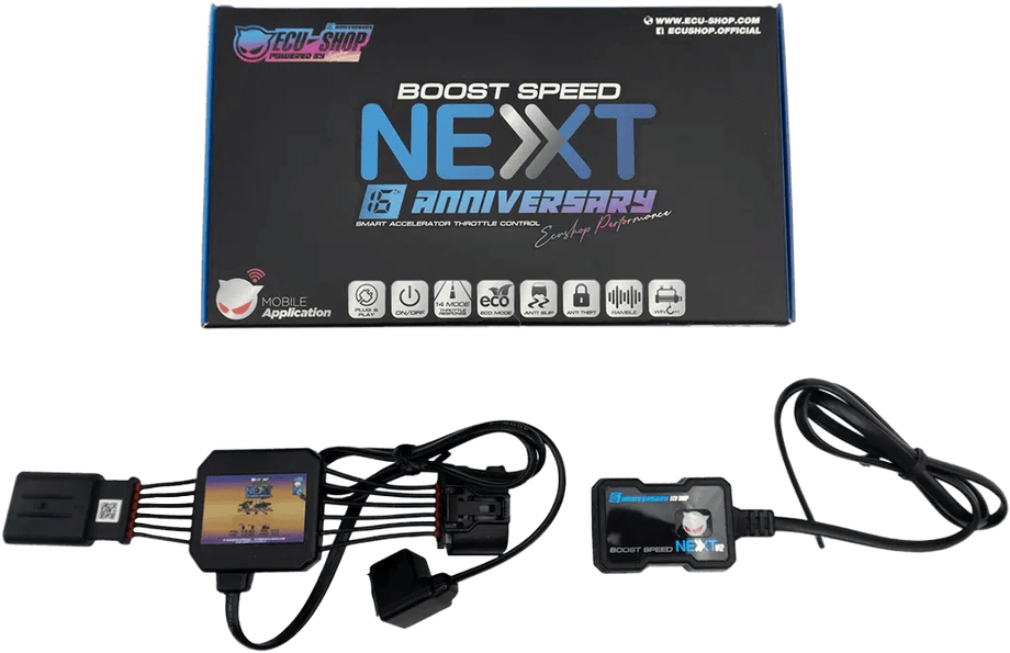 Boost Speed Next Anniversary Edition retail box with throttle controller units